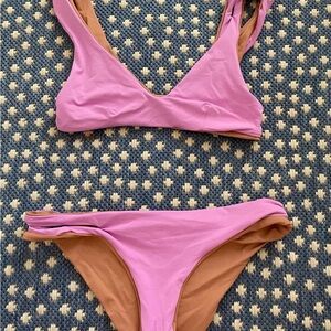 NWOT L space bikini, xs, reversible, love magenta and brown
